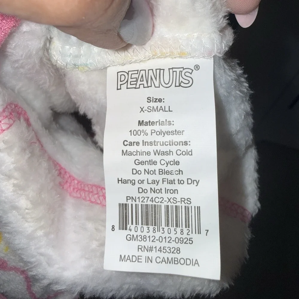 Peanuts Snoopy Woodstock Pet Pajamas XS Pink Fleece Dog PJs Excellent